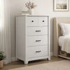 Lara 4 Drawer Tall Dresser Chest | Black Handles | White Faux Laminate