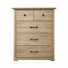 Lara Tall Dresser Chest | 4 Drawers | Black Handles | Light Oak Brown Wood