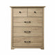 Lara Tall Dresser Chest | 4 Drawers | Black Handles | Light Oak Brown Wood