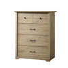 Lara Tall Dresser Chest | 4 Drawers | Black Handles | Light Oak Brown Wood