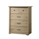 Lara Tall Dresser Chest | 4 Drawers | Black Handles | Light Oak Brown Wood