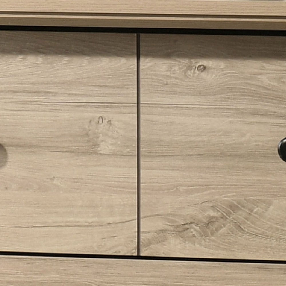 Lara Tall Dresser Chest | 4 Drawers | Black Handles | Light Oak Brown Wood