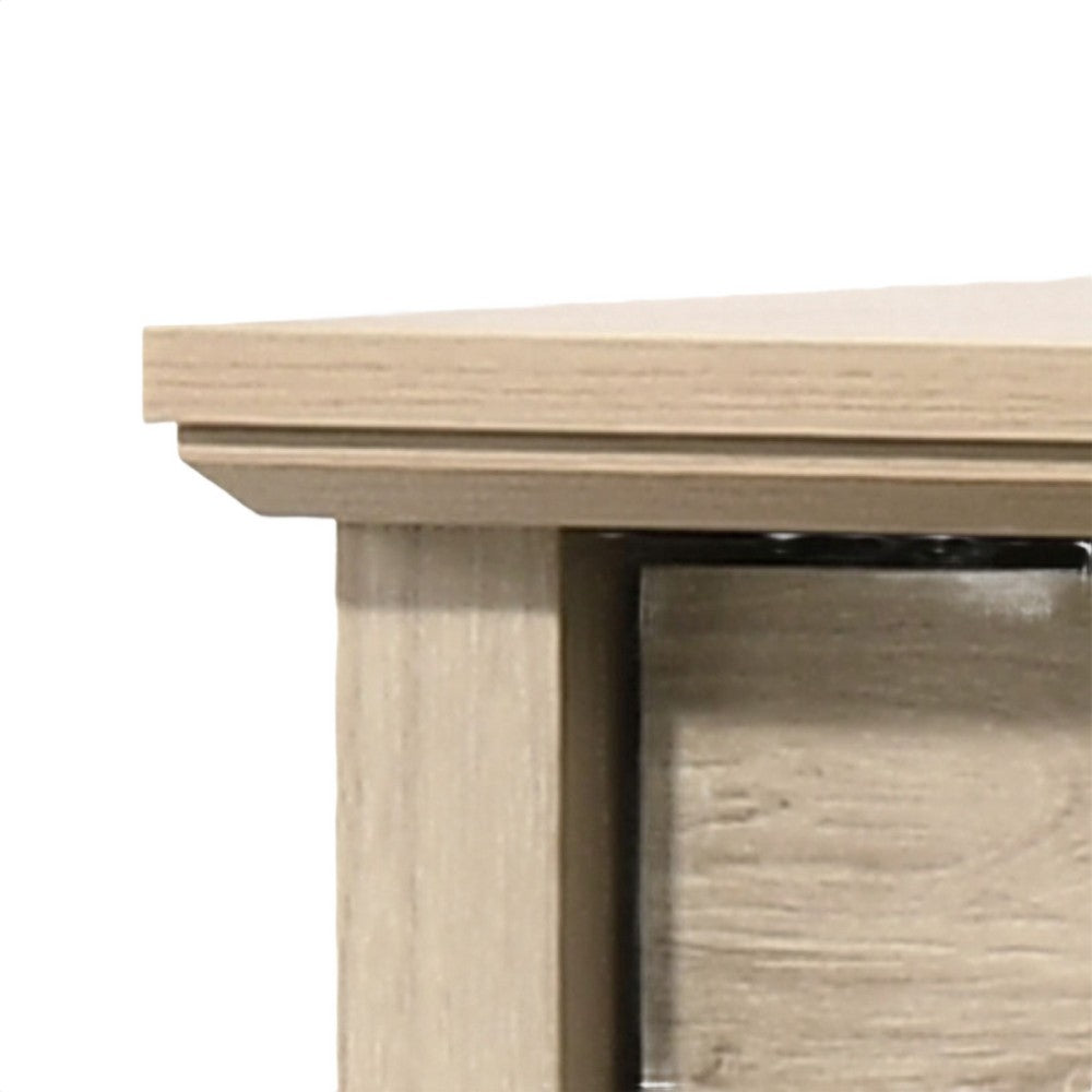 Lara Tall Dresser Chest | 4 Drawers | Black Handles | Light Oak Brown Wood