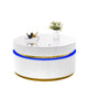 Tavi Coffee Table | 39" Round Glass Top & LED Lit Gold Brim | White