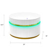 Tavi Coffee Table | 39" Round Glass Top & LED Lit Gold Brim | White