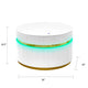 Tavi Coffee Table | 39" Round Glass Top & LED Lit Gold Brim | White