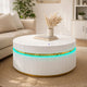 Tavi Coffee Table | 39" Round Glass Top & LED Lit Gold Brim | White