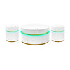 Tavi 3pc Coffee Table Set with 2 End Tables | Round Glass Top & LED | White