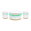 Tavi 3pc Coffee Table Set with 2 End Tables | Round Glass Top & LED | White