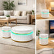 Tavi 3pc Coffee Table Set with 2 End Tables | Round Glass Top & LED | White