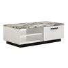 Sda Coffee Table | 47" Faux Marble Top | Drawer & 2 Shelves | White