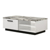 Sda Coffee Table | 47" Faux Marble Top | Drawer & 2 Shelves | White