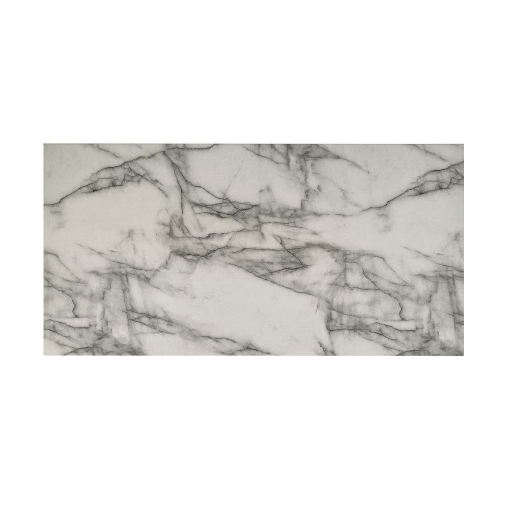 Sda Coffee Table | 47" Faux Marble Top | Drawer & 2 Shelves | White