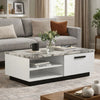 Sda Coffee Table | 47" Faux Marble Top | Drawer & 2 Shelves | White