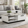 Sda Coffee Table | 47" Faux Marble Top | Drawer & 2 Shelves | White
