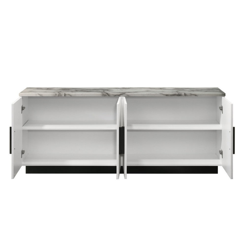 Sda Sideboard Buffet Console | 4 Doors with Adjustable Shelf | White 63"