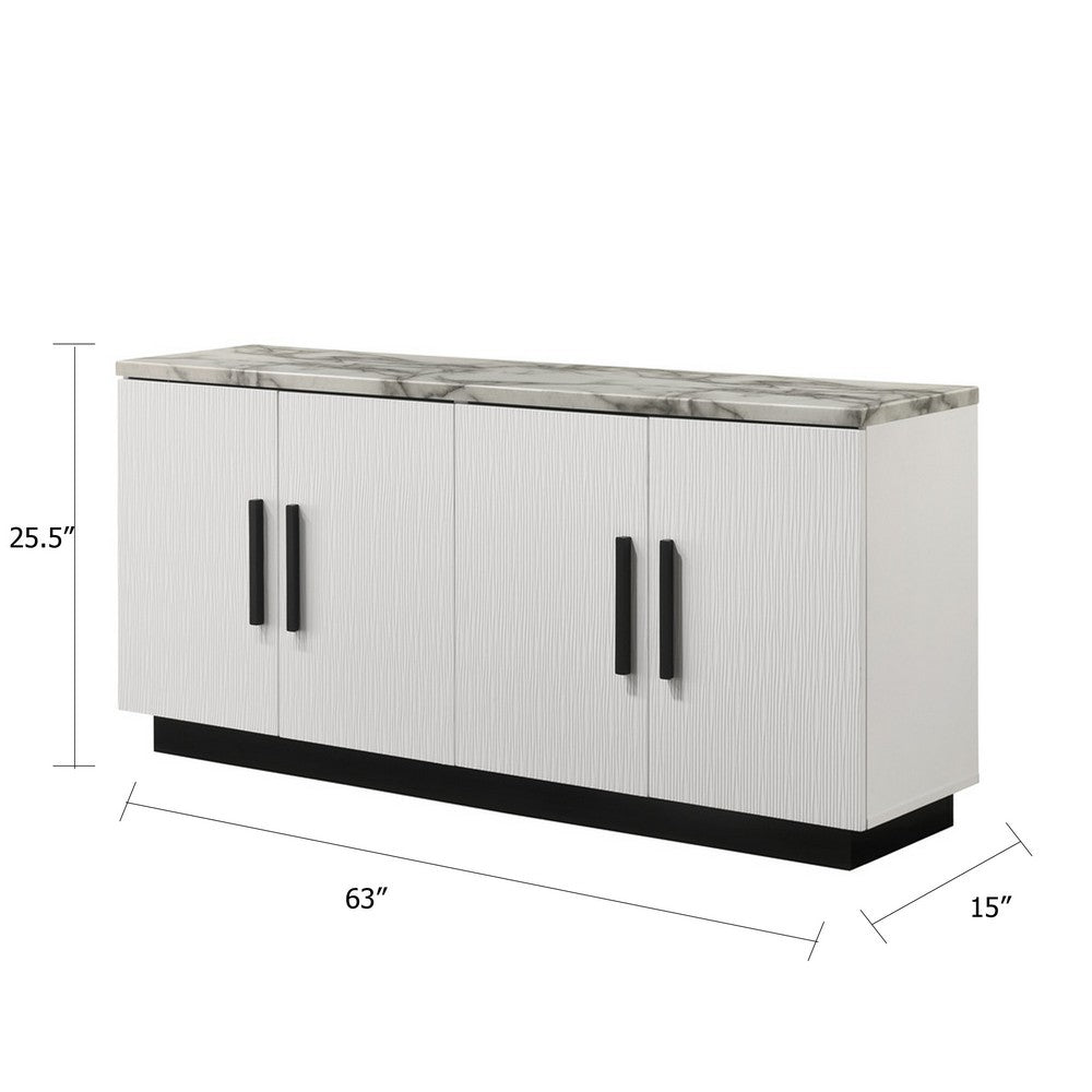 Sda Sideboard Buffet Console | 4 Doors with Adjustable Shelf | White 63"