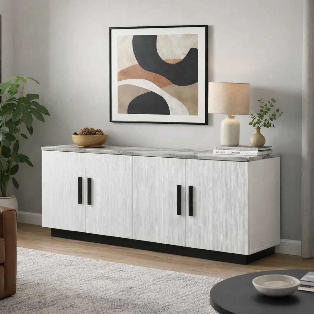 Sda Sideboard Buffet Console | 4 Doors with Adjustable Shelf | White 63"