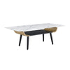 Nue Coffee Table | 47" 3D Printed Glass Marble | Curved Shelf | White