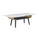 Nue Coffee Table | 47" 3D Printed Glass Marble | Curved Shelf | White