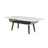 Nue Coffee Table | 47" 3D Printed Glass Marble | Curved Shelf | White