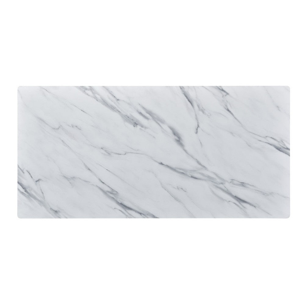 Nue Coffee Table | 47" 3D Printed Glass Marble | Curved Shelf | White
