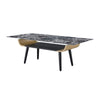 Nue Coffee Table | 47" 3D Printed Glass Marble | Curved Shelf | Black