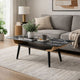 Nue Coffee Table | 47" 3D Printed Glass Marble | Curved Shelf | Black