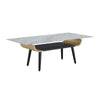 Nue Coffee Table | 47" 3D Printed Glass Marble | Curved Shelf | Gray