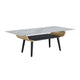 Nue Coffee Table | 47" 3D Printed Glass Marble | Curved Shelf | Gray