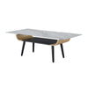 Nue Coffee Table | 47" 3D Printed Glass Marble | Curved Shelf | Gray