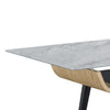 Nue Coffee Table | 47" 3D Printed Glass Marble | Curved Shelf | Gray