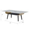 Nue Coffee Table | 47" 3D Printed Glass Marble | Curved Shelf | Gray