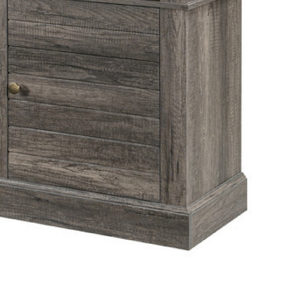 Rera TV Stand Media Cabinet Electric Fireplace Heater | 70" Walnut Gray