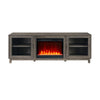 Sumi TV Stand Cabinet | Electric Fireplace Heater | Glass Doors | 70" Gray