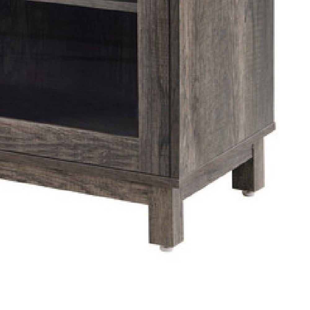 Sumi TV Stand Cabinet | Electric Fireplace Heater | Glass Doors | 70" Gray