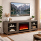 Sumi TV Stand Cabinet | Electric Fireplace Heater | Glass Doors | 70" Gray