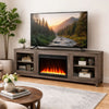 Sumi TV Stand Cabinet | Electric Fireplace Heater | Glass Doors | 70" Gray