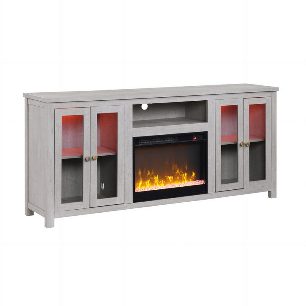Tony Electric Fireplace TV Stand Cabinet with Heater | 70" Walnut White
