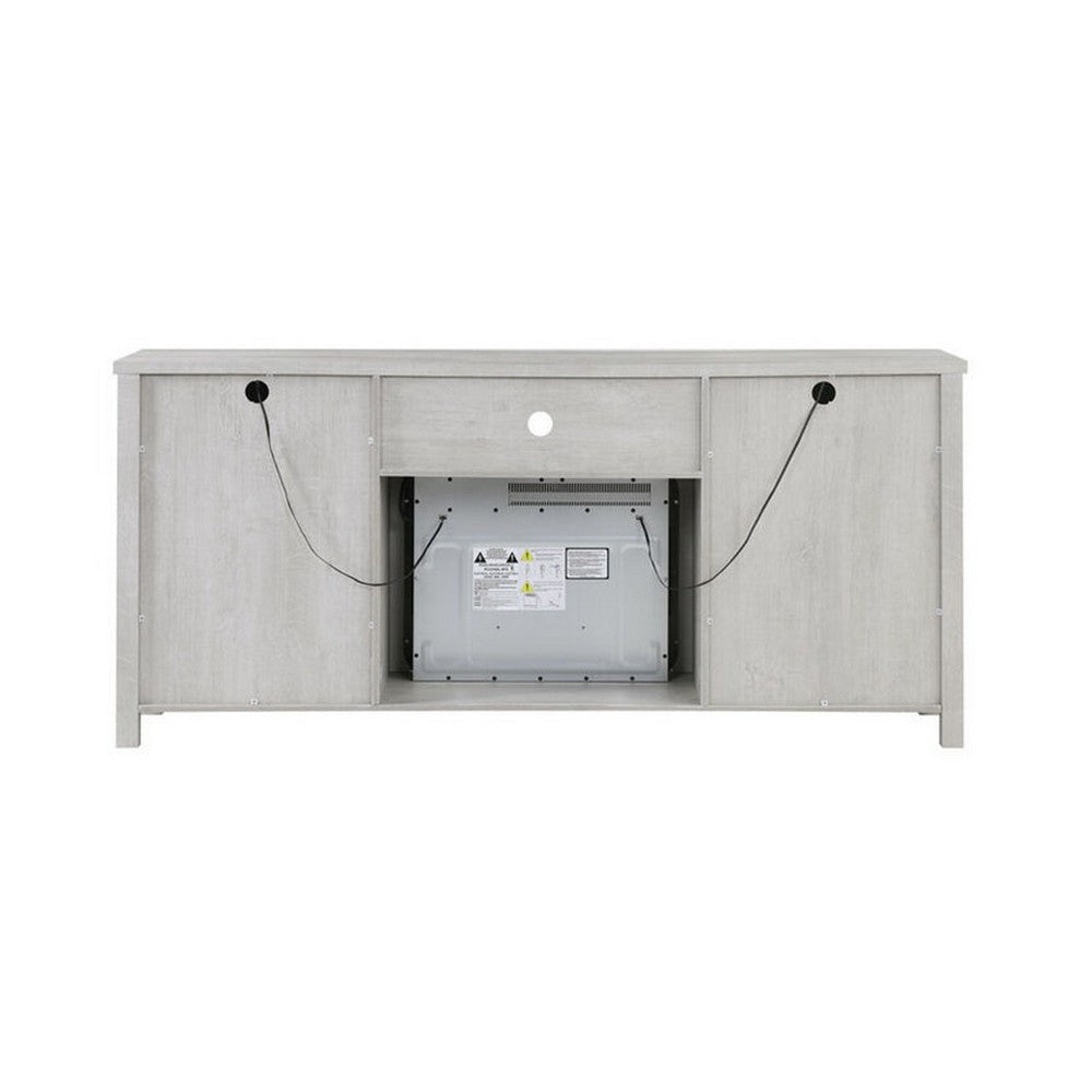 Tony Electric Fireplace TV Stand Cabinet with Heater | 70" Walnut White
