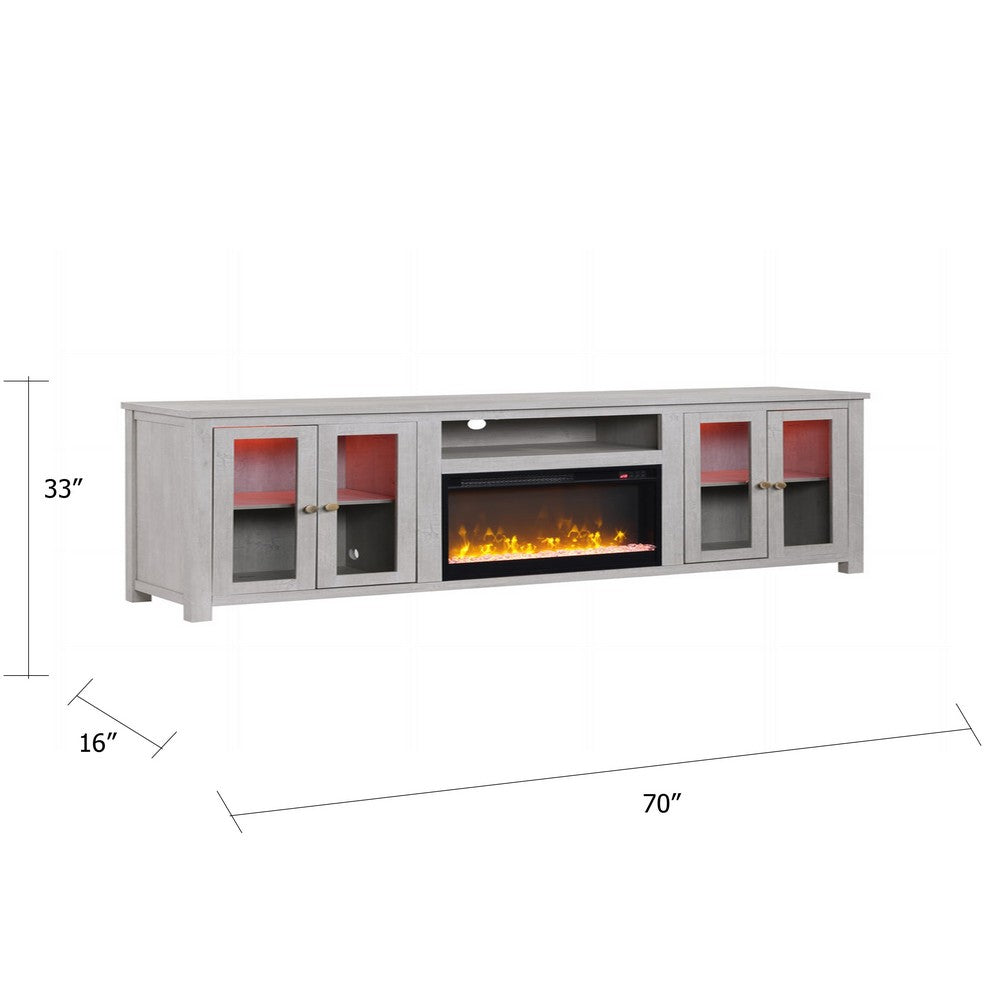 Tony Electric Fireplace TV Stand Cabinet with Heater | 70" Walnut White