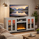 Tony Electric Fireplace TV Stand Cabinet with Heater | 70" Walnut White
