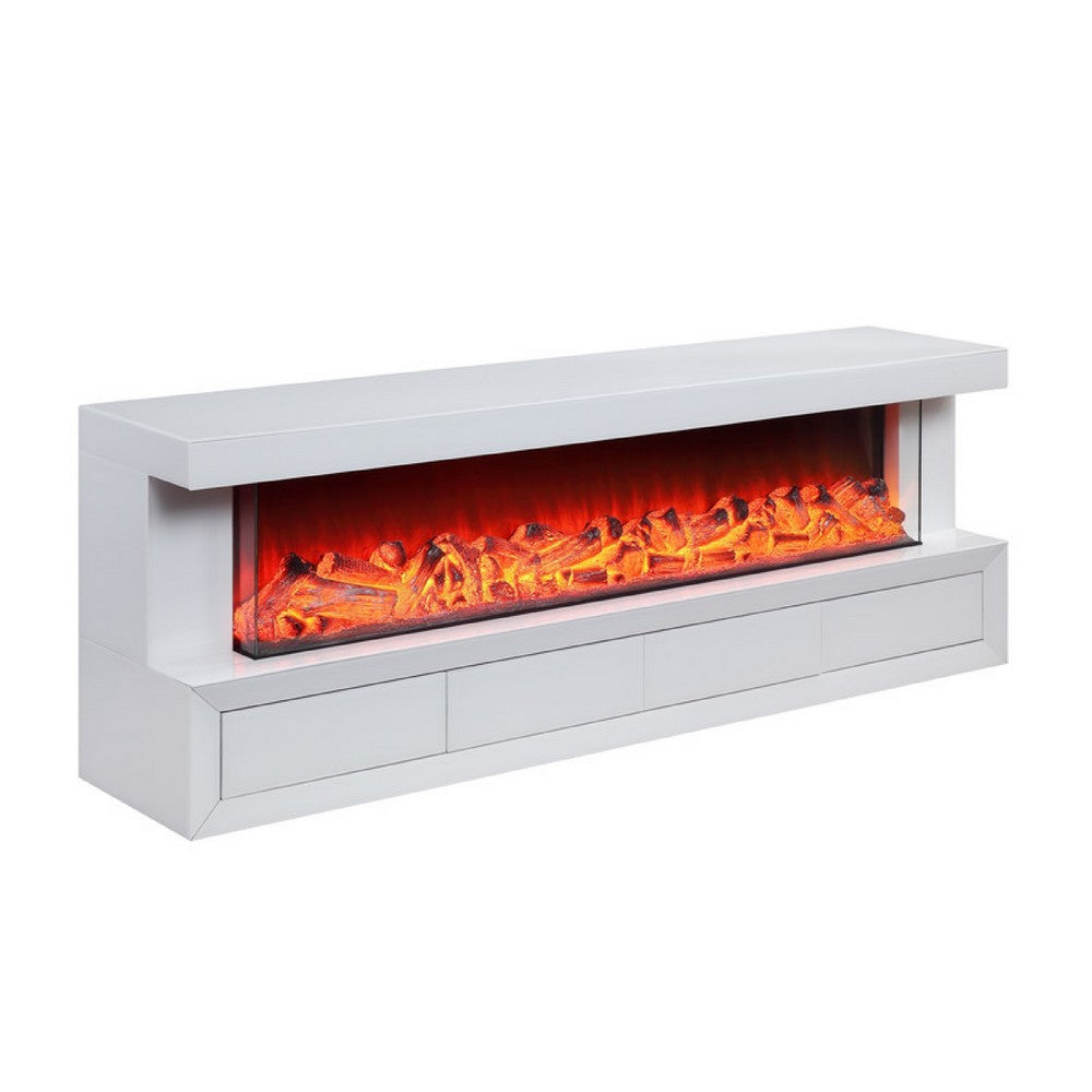 Dori LED Fireplace TV Stand Cabinet with Bluetooth Speaker | 71" White