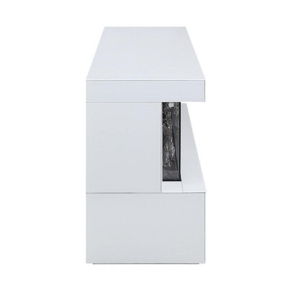 Dori LED Fireplace TV Stand Cabinet with Bluetooth Speaker | 71" White