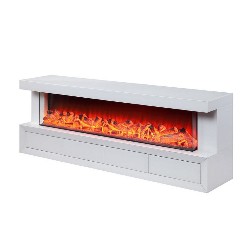 Dori LED Fireplace TV Stand Cabinet with Bluetooth Speaker | 71" White