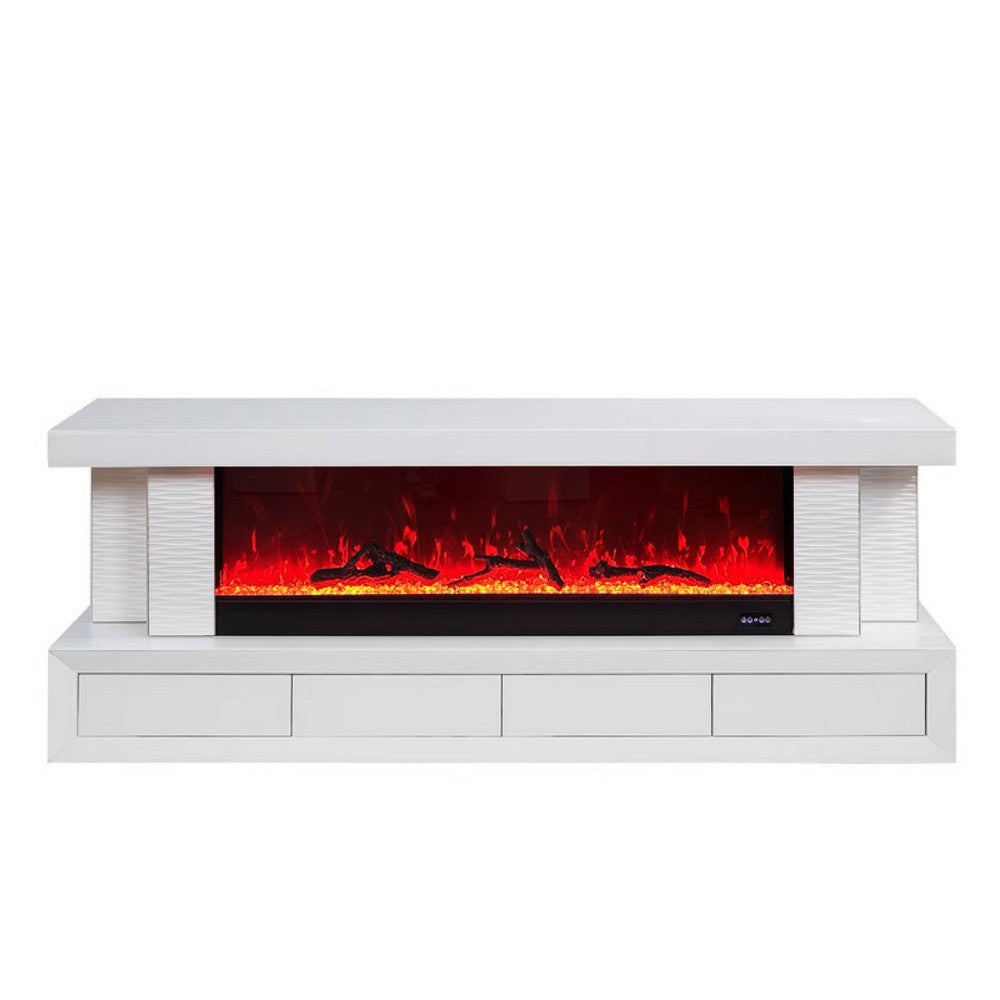 Cere Electric Fireplace TV Console | Bluetooth Speaker | 71" White Wood
