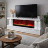 Cere Electric Fireplace TV Console | Bluetooth Speaker | 71" White Wood