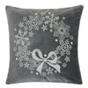 Rola Square Throw Pillow | Snowflake Wreath Embroidery | Gray Velvet 20"