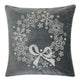 Rola Square Throw Pillow | Snowflake Wreath Embroidery | Gray Velvet 20"