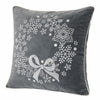 Rola Square Throw Pillow | Snowflake Wreath Embroidery | Gray Velvet 20"